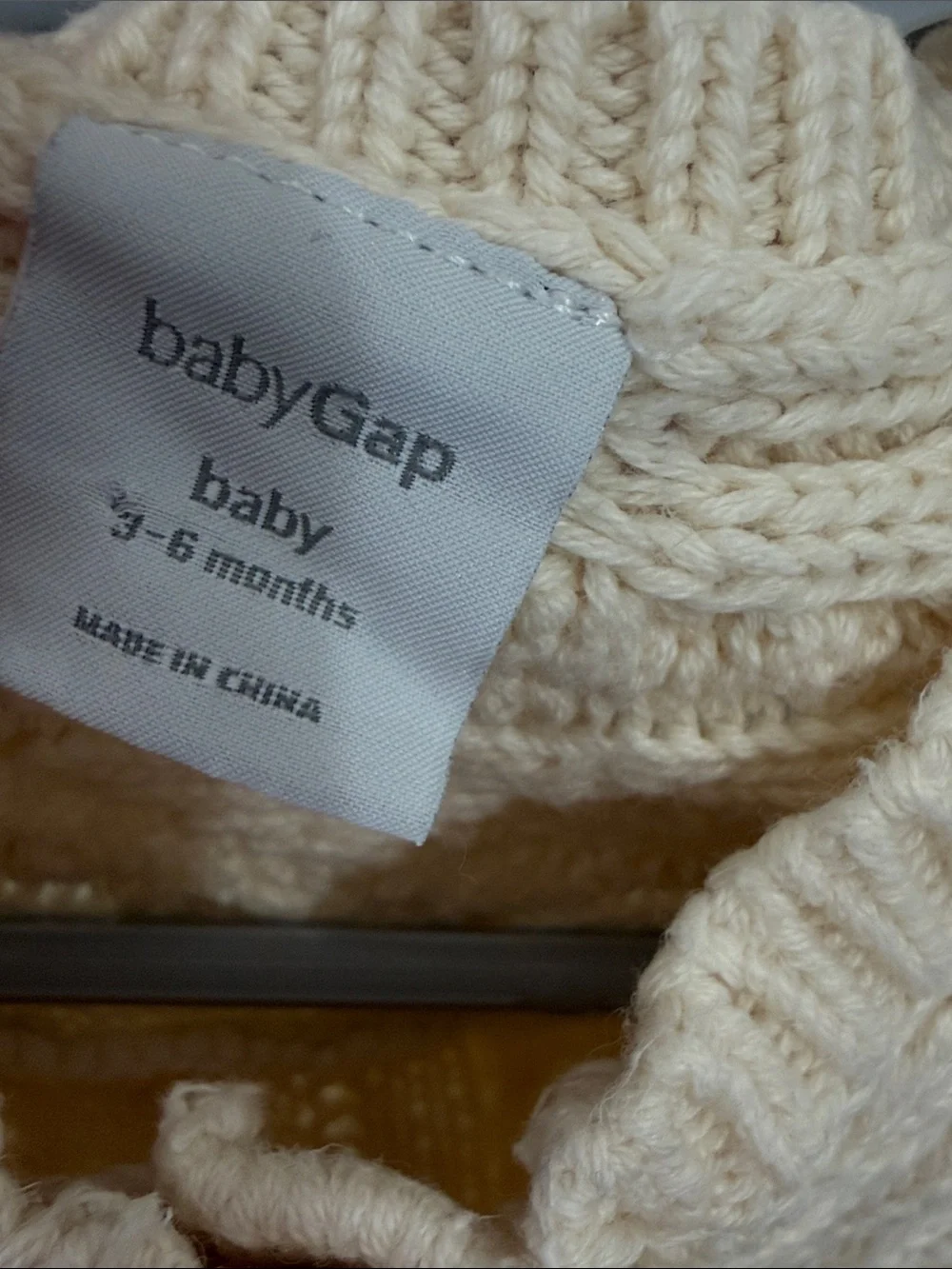 3-6 months Cream Cable Knit